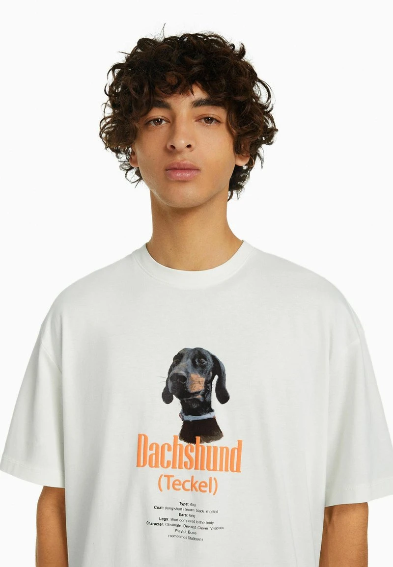 BERSHKA SHORT SLEEVE - T-Shirt Print - White 4 BERSHKA SHORT SLEEVE - T-Shirt Print - White – Bild 4