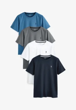 Next 4 PACK SLIM FIT - T-Shirt Basic - White Slate Grey Blue Navy -Sommerkleidung Für Herren 52c468d3a81d4fff996cd39aef681062