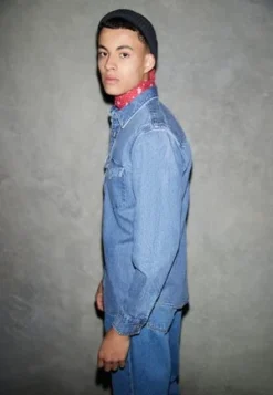 BIG CLASSIC WESTERN - Hemd - Franklin Stone Wash - Med Indigo -Sommerkleidung Für Herren 5ef1dcf61f8641289304bd354e5b5389