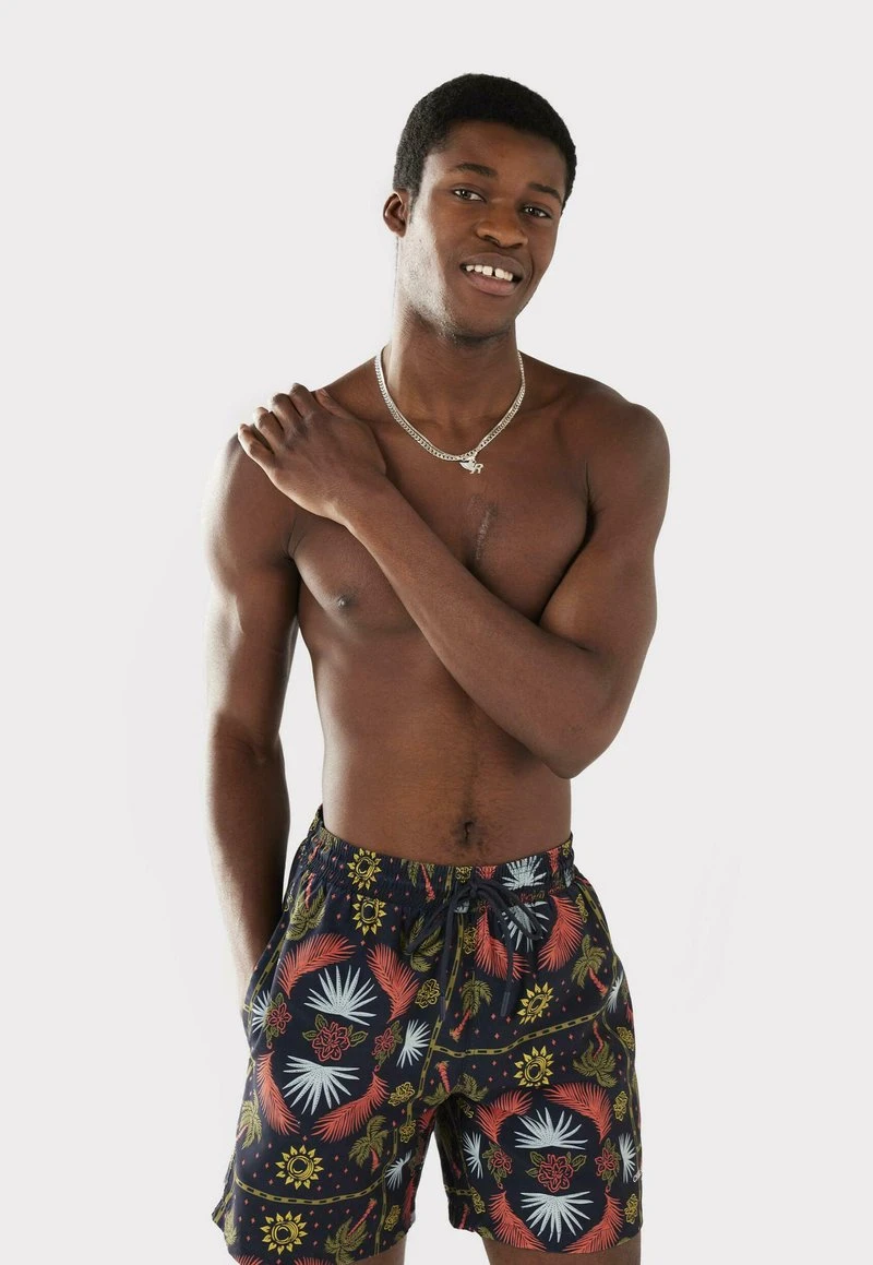 TILE PALM - Badeshorts - Navy 1 TILE PALM - Badeshorts - Navy