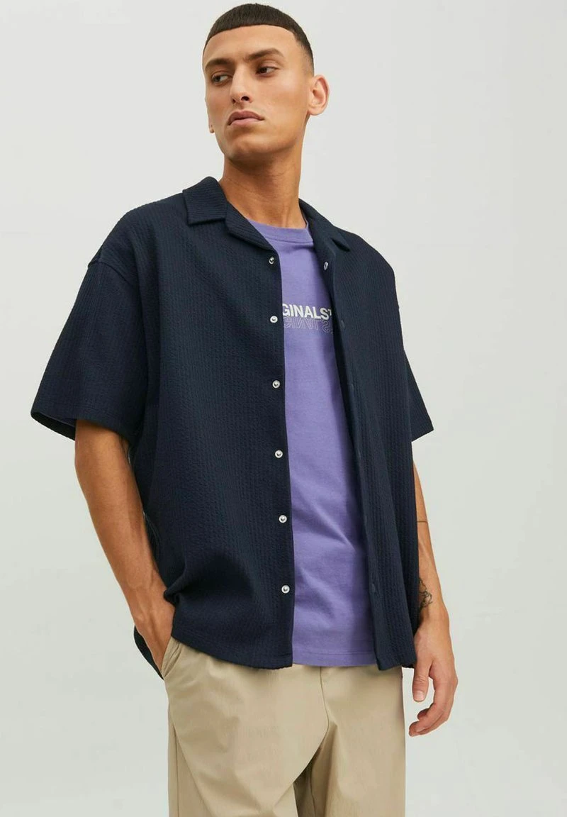 Jack & Jones KURZARM SEERSUCKER FREIZEIT - Hemd - Navy Blazer 1 Jack & Jones KURZARM SEERSUCKER FREIZEIT - Hemd - Navy Blazer