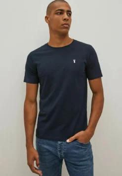 Next 4 PACK SLIM FIT - T-Shirt Basic - White Slate Grey Blue Navy