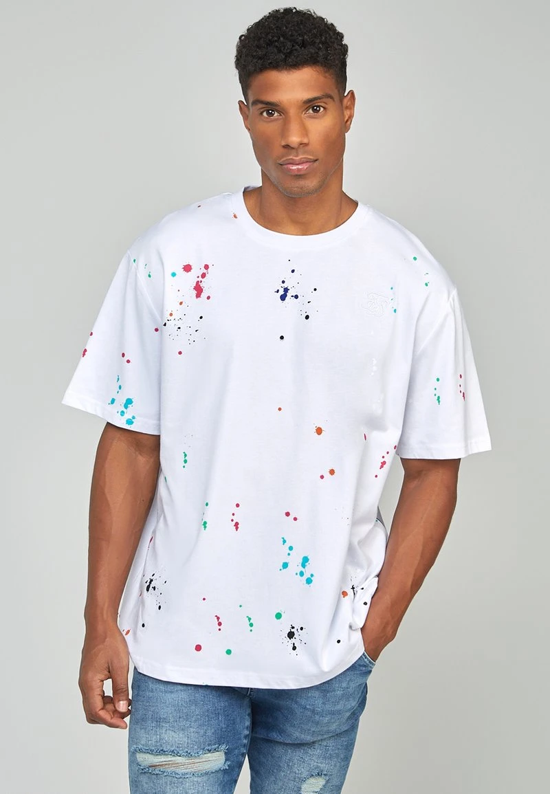 SikSilk PAINT SPLATTER OVERSIZED - T-Shirt Print - White 1 SikSilk PAINT SPLATTER OVERSIZED - T-Shirt Print - White