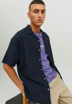 Jack & Jones KURZARM SEERSUCKER FREIZEIT - Hemd - Navy Blazer 11 Jack & Jones KURZARM SEERSUCKER FREIZEIT - Hemd - Navy Blazer -Sommerkleidung Für Herren bf8096401cc9404db508f31fedb21ae2